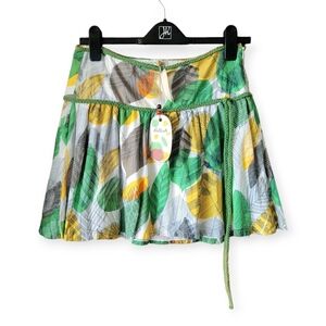 NWT Y2K Killah Floral Pleated Miniskirt medium Leaf Print Fairycore